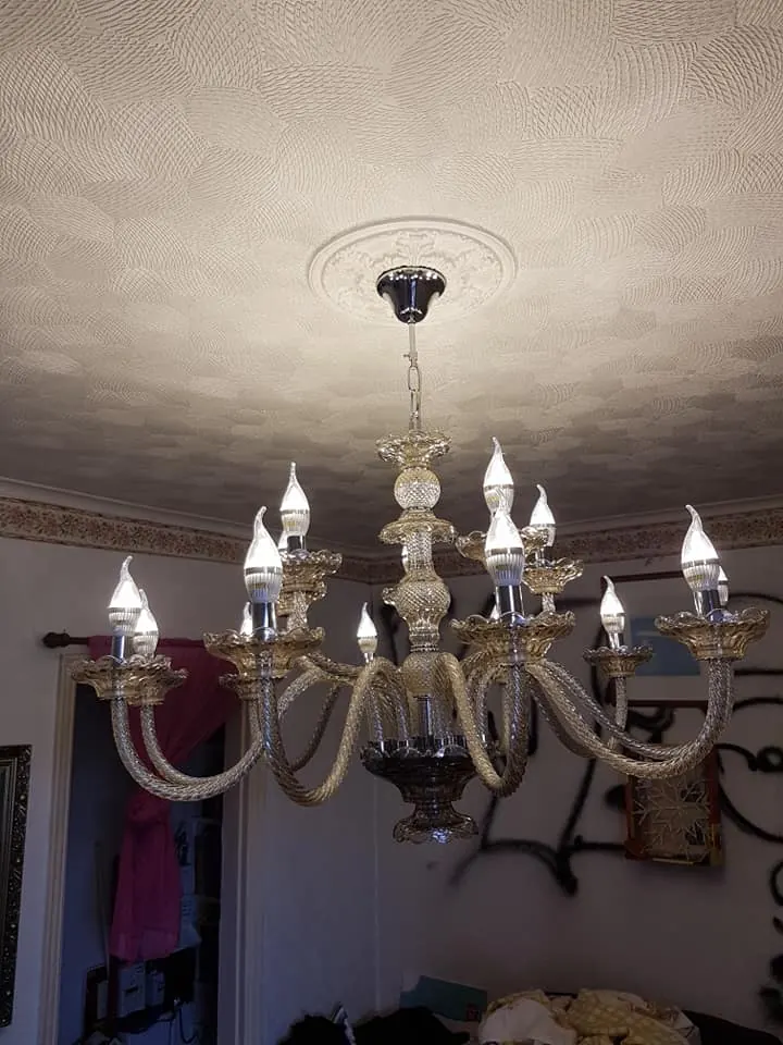 Crystal chandelier fitted by our electrician
