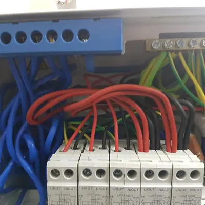 Consumer unit being wired during an upgrade, one of our electrical projects in Leicestershire
