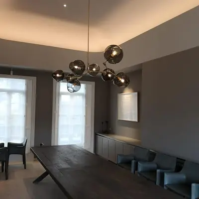 Dining room pendant with LED cove lighting, one of our electrical projects in Leicestershire