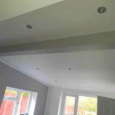 Recessed downlights in a new extension, one of our electrical projects in Leicestershire