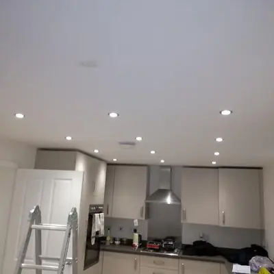 Kitchen downlights fitted by a domestic electrician in Leicestershire